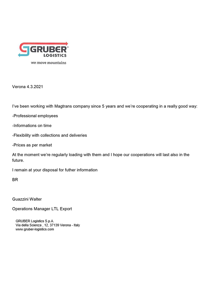 GRUBER LOGISTICS - MAGTRANS